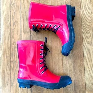 Electric Karma red + black rain boots